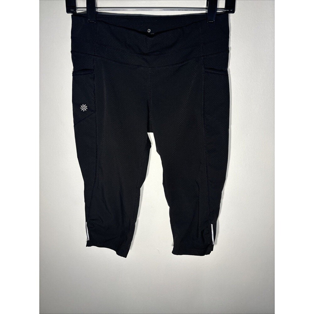 Athleta Womens Pants Black Dobby Be Free Knicker Workout Crop Leggings Size S